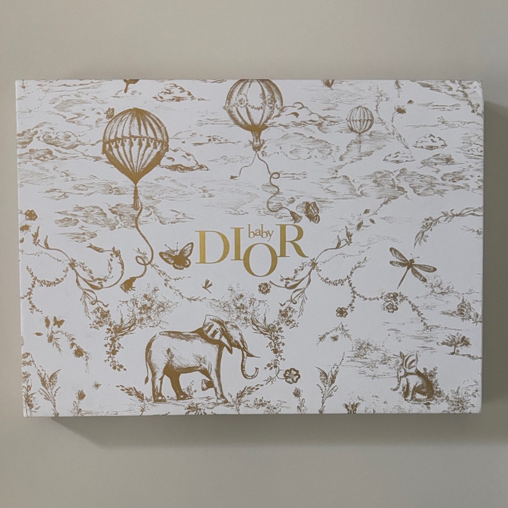 Baby Dior Paper Doll Teddy Bear Set Gift Box Toile in White and Gold with Brads